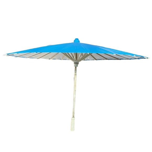 Vintage Large Blue Paper Umbrella Parasol Wedding Photo Shoot Oriental 34" - Picture 2 of 9